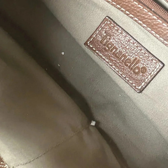 Tignanello Whiskey Caramel Brown Leather Satchel Shoulder Bag - Picture 4 of 9